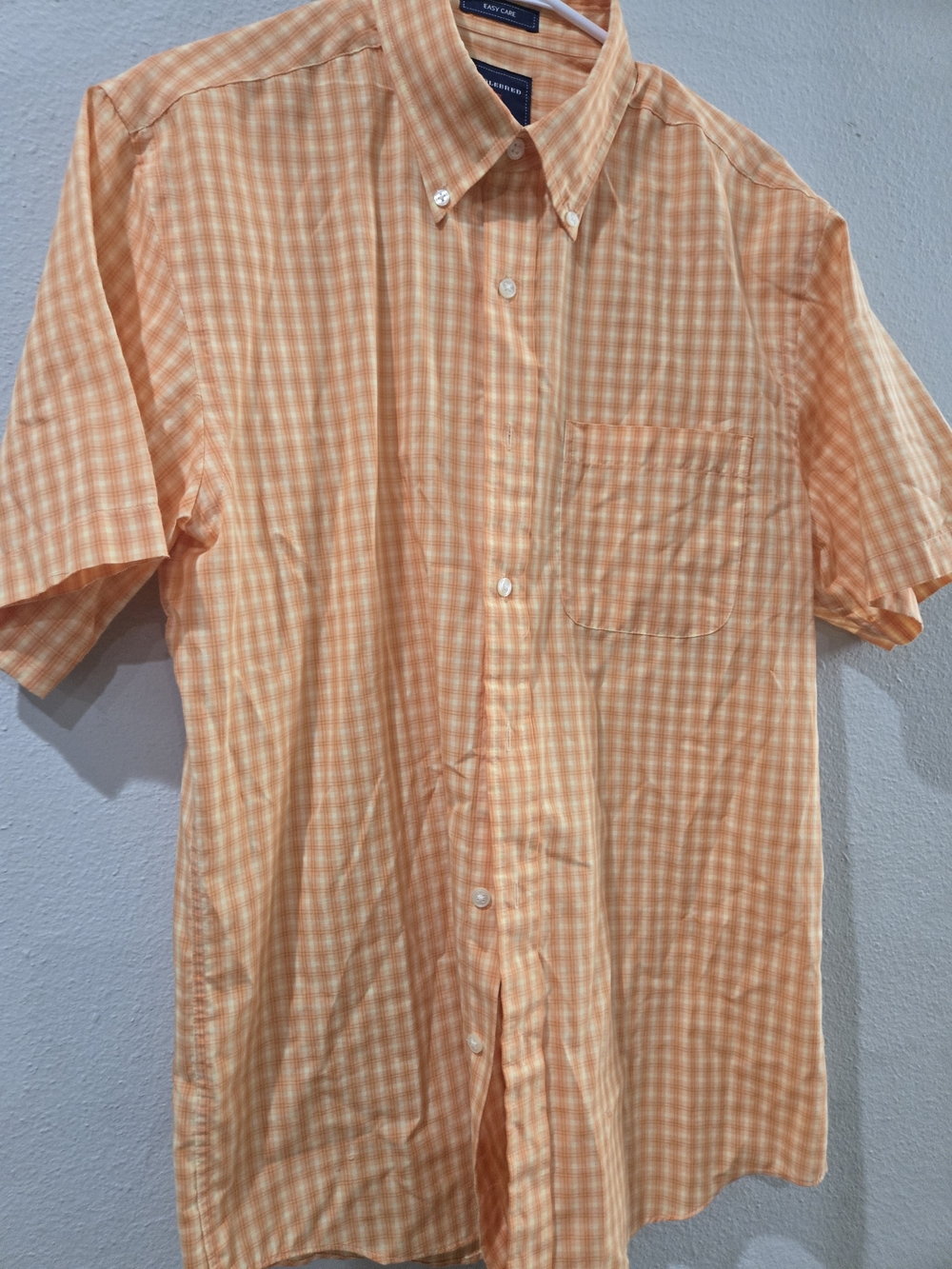 Saddlebred Orange Gingham Short-Sleeve Button-Down Shirt